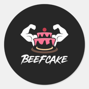 Beefcake Gym Fitness Muscle Cake Weightlifting Bod Classic Round Sticker