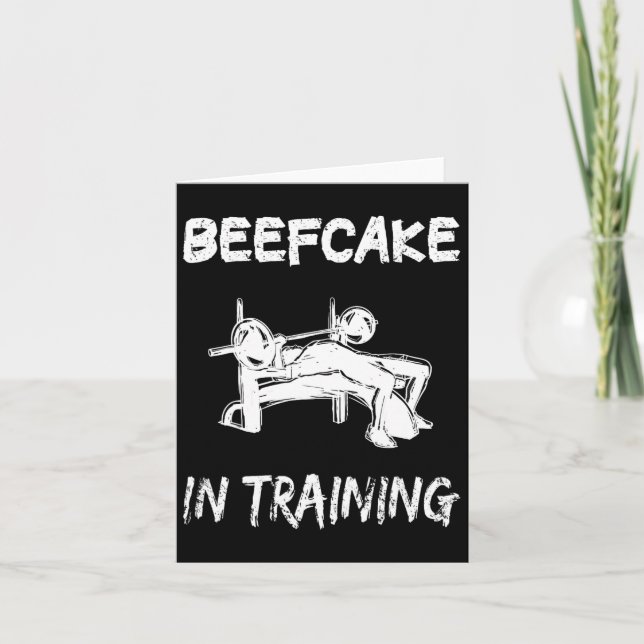 Beefcake In Training Gym Muscle Funny Bodybuilding Card (Front)