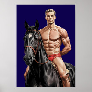 Beefcake on the horse poster
