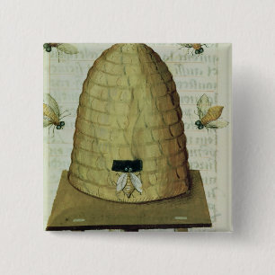 Beehive and Bees 15 Cm Square Badge