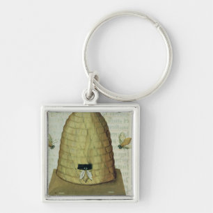 Beehive and Bees Key Ring