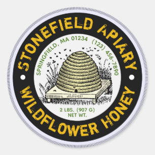 Beehive Apiary Name Lavender Honey Jar Stickers