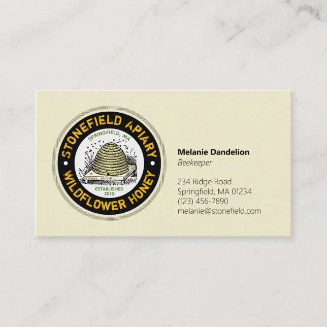 Beehive Apiary Name Wildflower Honey Business Card (Front)