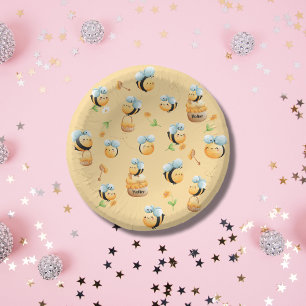 Beehive Bees and Honey First Bee-Themed Birthday Paper Plate