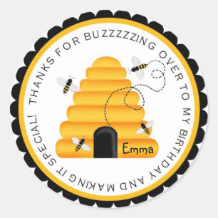 Beehive Bumble bee Birthday Favour Stickers