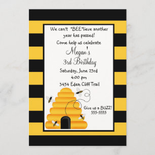 Beehive Bumblebee Birthday Invitations