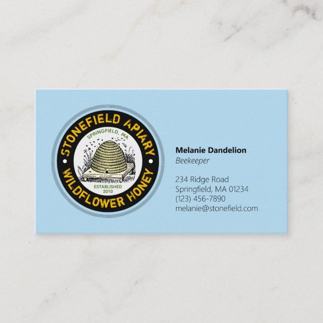 Beehive Business Name Light Blue Business Card (Front)