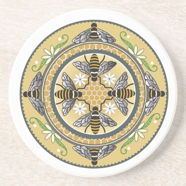 beehive decorative coasters (Front)