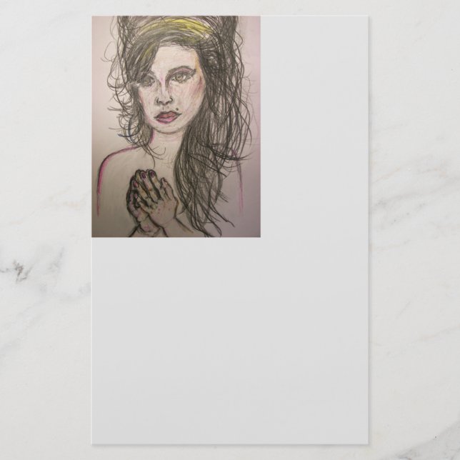 Beehive Girl Praying Stationery (Front)