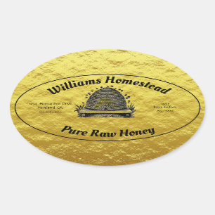 Beehive Honey Faux Gold Jar Apiary Label   Honey