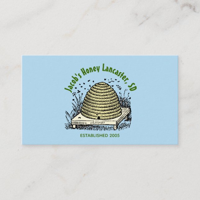 Beehive Honey Light Blue Business Card (Front)