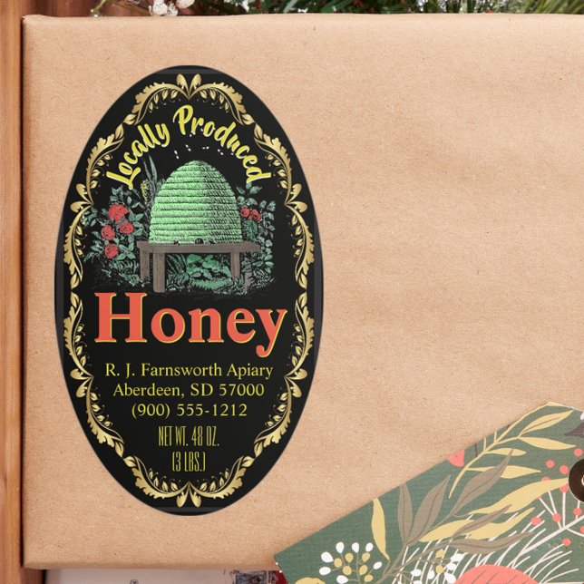 Beehive Local Honey Jar Oval Sticker (Creator Uploaded)