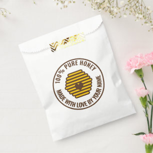 Beehive logo favour bags for honey or wax gifts