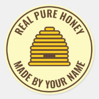 Beehive skep logo jar stickers for honey maker
