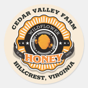Beehive Sunburst Goldenrod Honey Classic Round Sticker