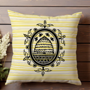 Beehive Yellow and Grey Geometric Cushion