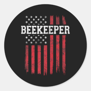 Beekeeper American Flag USA Patriot Patriotic Classic Round Sticker