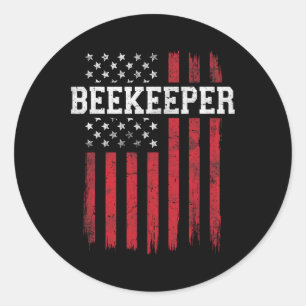Beekeeper American Flag Usa Patriot Patriotic Classic Round Sticker