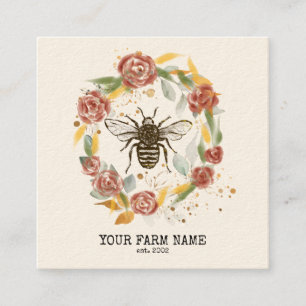 Beekeeper Apiarist Bee Farm Honeybees Honeycomb Bu Square Business Card