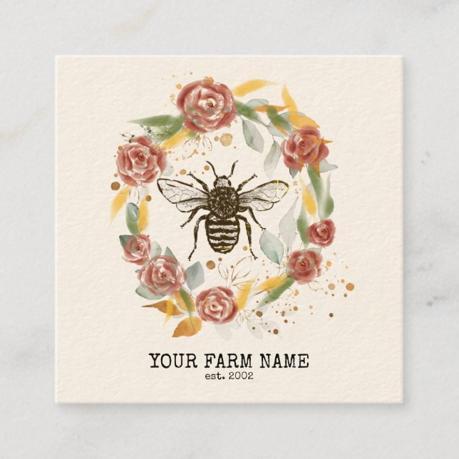 Beekeeper Apiarist Bee Farm Honeybees Honeycomb Bu Square Business Card (Front)