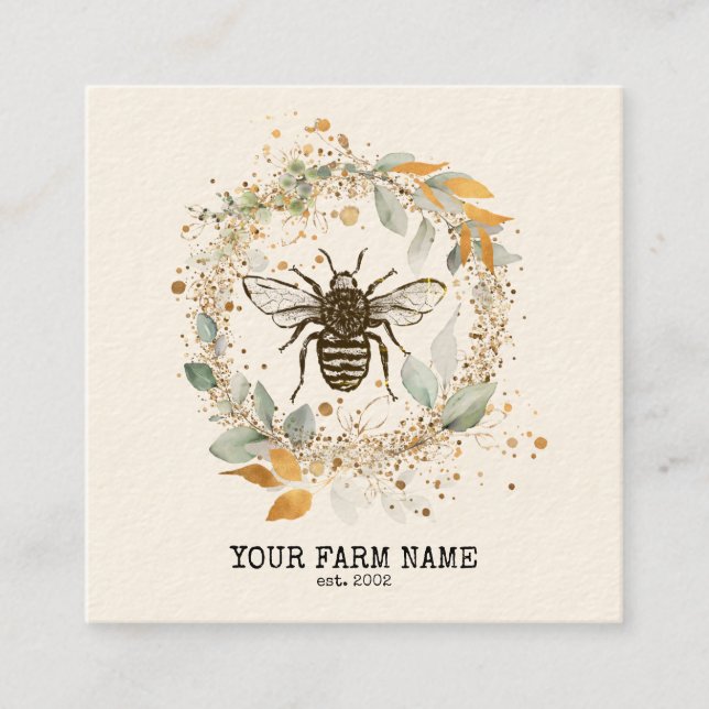 Beekeeper Apiarist Bee Farm Honeybees Honeycomb Bu Square Business Card (Front)