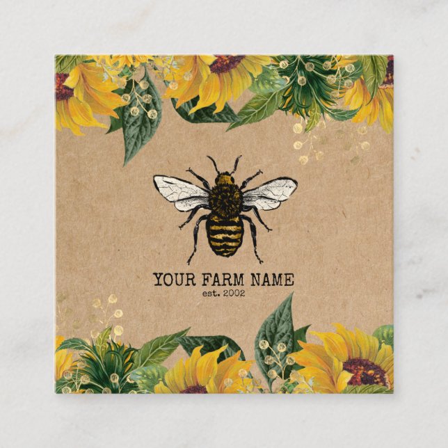 Beekeeper Apiarist Bee Farm Honeybees Honeycomb Bu Square Business Card (Front)