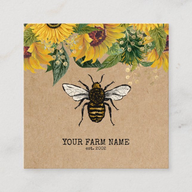 Beekeeper Apiarist Bee Farm Honeybees Honeycomb Bu Square Business Card (Front)