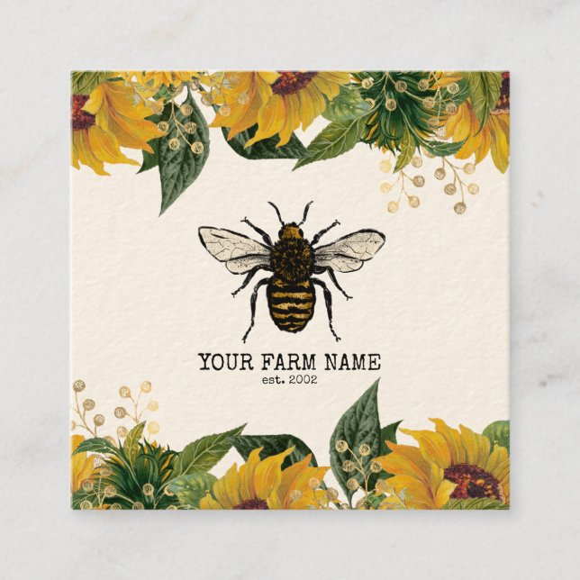 Beekeeper Apiarist Bee Farm Honeybees Honeycomb Bu Square Business Card (Front)
