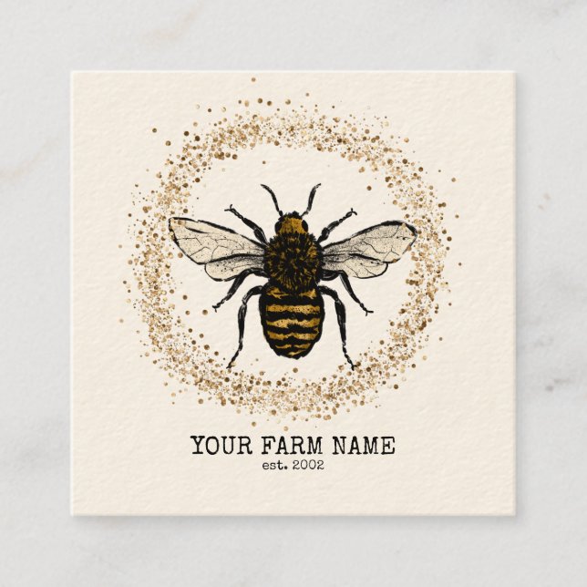 Beekeeper Apiarist Bee Farm Honeybees Honeycomb Bu Square Business Card (Front)