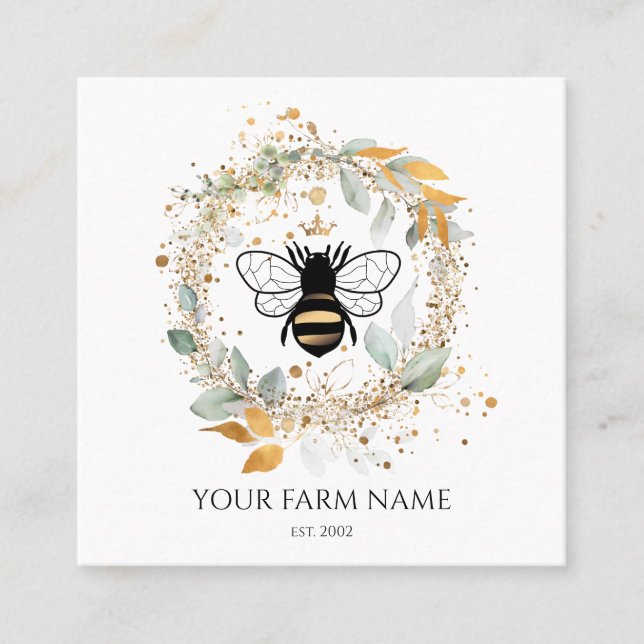Beekeeper Apiarist Bee Farm Honeybees Honeycomb Sq Square Business Card (Front)