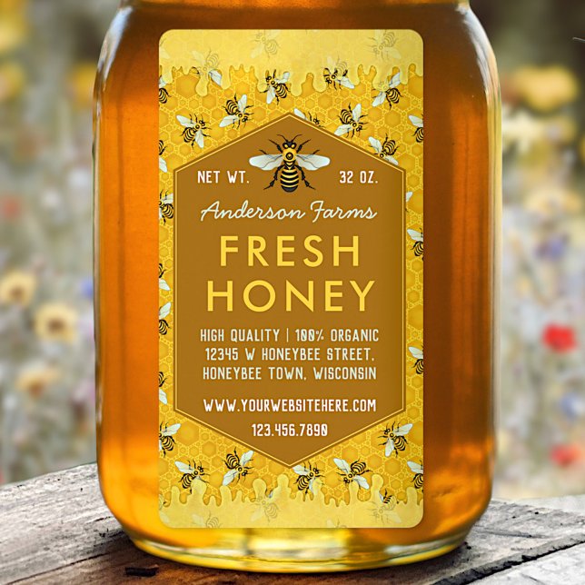 Beekeeper Apiary Honey Jar Labels Honeycomb Bees (Creator Uploaded)
