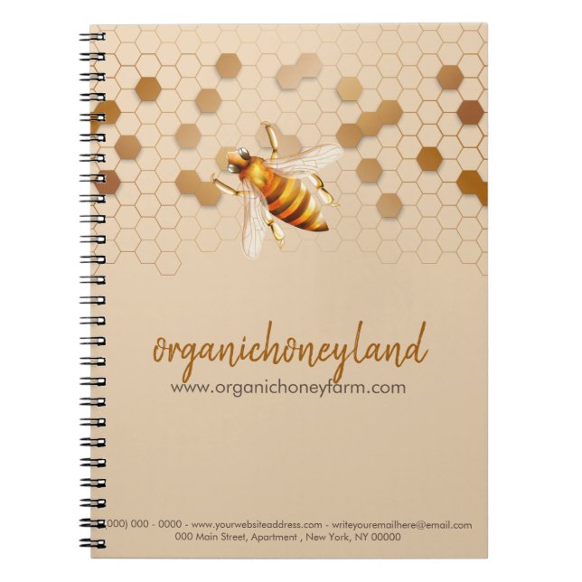 Beekeeper Apiary Honeycomb Gold Elegant Notebook (Front)
