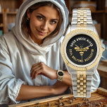 Beekeeper Apiary Watch with Gold Stylised Honeybee<br><div class="desc">Your customers are guaranteed to love you more when you wear this sweet little honeybee at  markets,  conventions and school fairs. Actually,  it’s a good practice and very helpful to your customers if they know who you are and where you are from. Happy Beekeeping!</div>