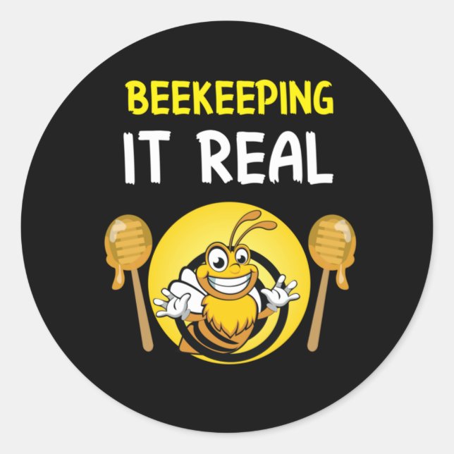 Beekeeper Art BeeKeeping It Real Classic Round Sticker (Front)