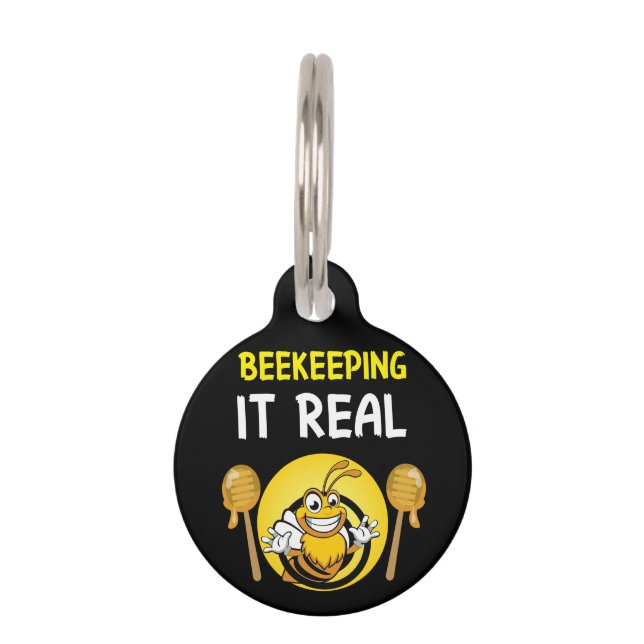 Beekeeper Art BeeKeeping It Real Pet Tag (Front)