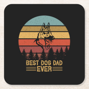 Beekeeper Art Best Dog Dad Ever Square Paper Coaster