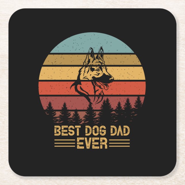 Beekeeper Art Best Dog Dad Ever Square Paper Coaster (Front)
