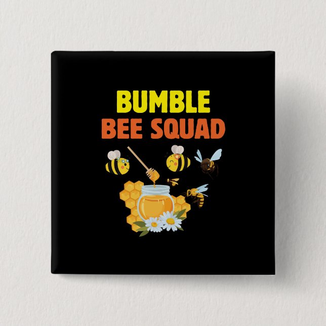 Beekeeper Art Bumble Bee Squad 2 15 Cm Square Badge (Front)