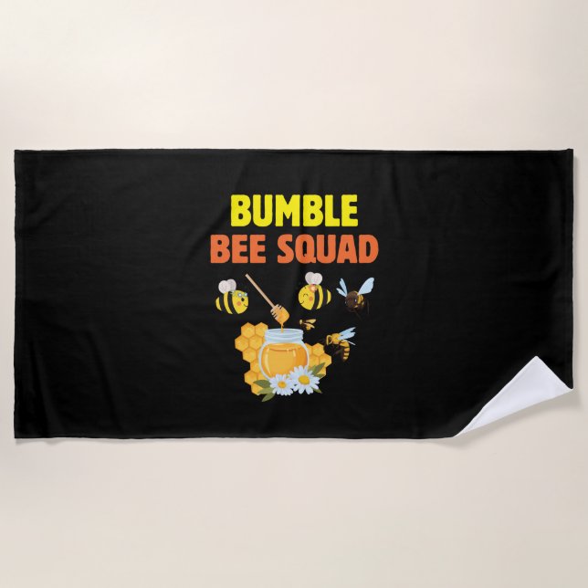 Beekeeper Art Bumble Bee Squad 2 Beach Towel (Front)