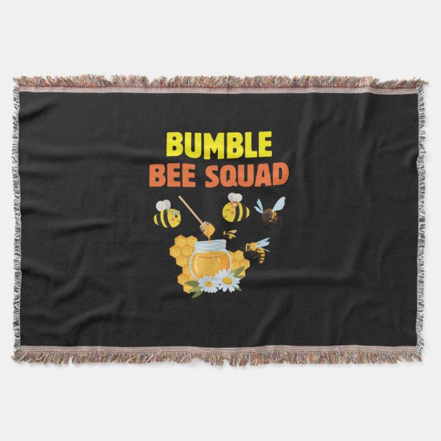 Beekeeper Art Bumble Bee Squad 2 Throw Blanket (Front)
