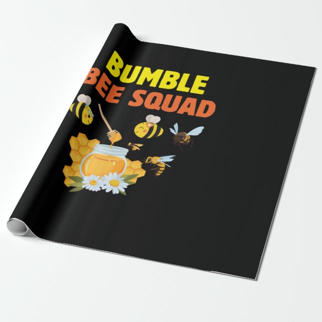 Beekeeper Art Bumble Bee Squad 2 Wrapping Paper (Unrolled)