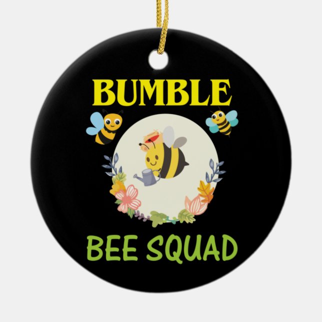 Beekeeper Art Bumble Bee Squad Ceramic Ornament (Front)