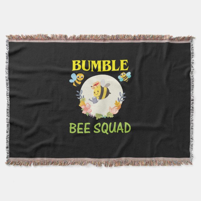 Beekeeper Art Bumble Bee Squad Throw Blanket (Front)