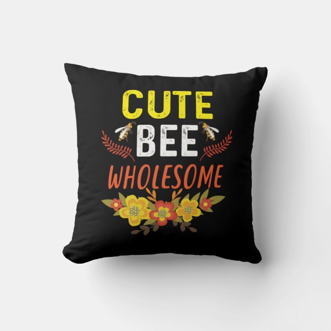 Beekeeper Art Cute Bee Wholesome Cushion (Front)