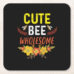 Beekeeper Art Cute Bee Wholesome Square Paper Coaster