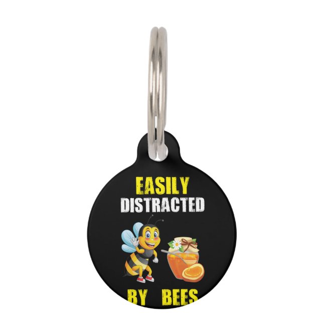 Beekeeper Art Easily Distracted By Bees Pet Tag (Front)