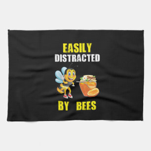 Beekeeper Art Easily Distracted By Bees Tea Towel