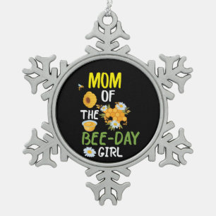 Beekeeper Art Mum Of The Bee-day Girl 2 Snowflake Pewter Christmas Ornament