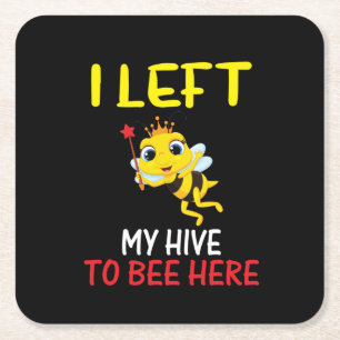 Beekeeper Art My Hive To Bee Here Square Paper Coaster