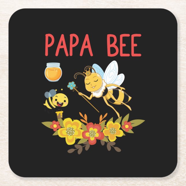 Beekeeper Art Papa Bee 2 Square Paper Coaster (Front)